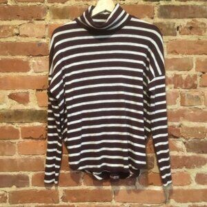 Aerie Striped Turtleneck Oversized Top Drop Shoulder